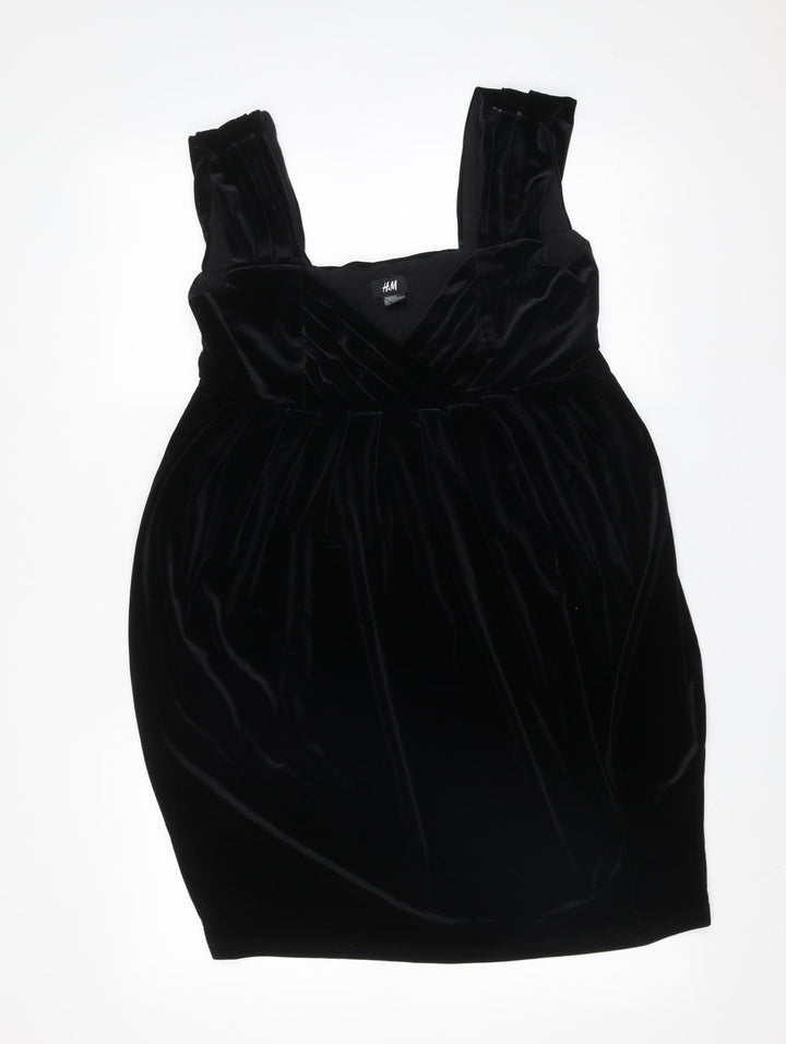 H&M Womens Black Polyester Mini Size M V-Neck
