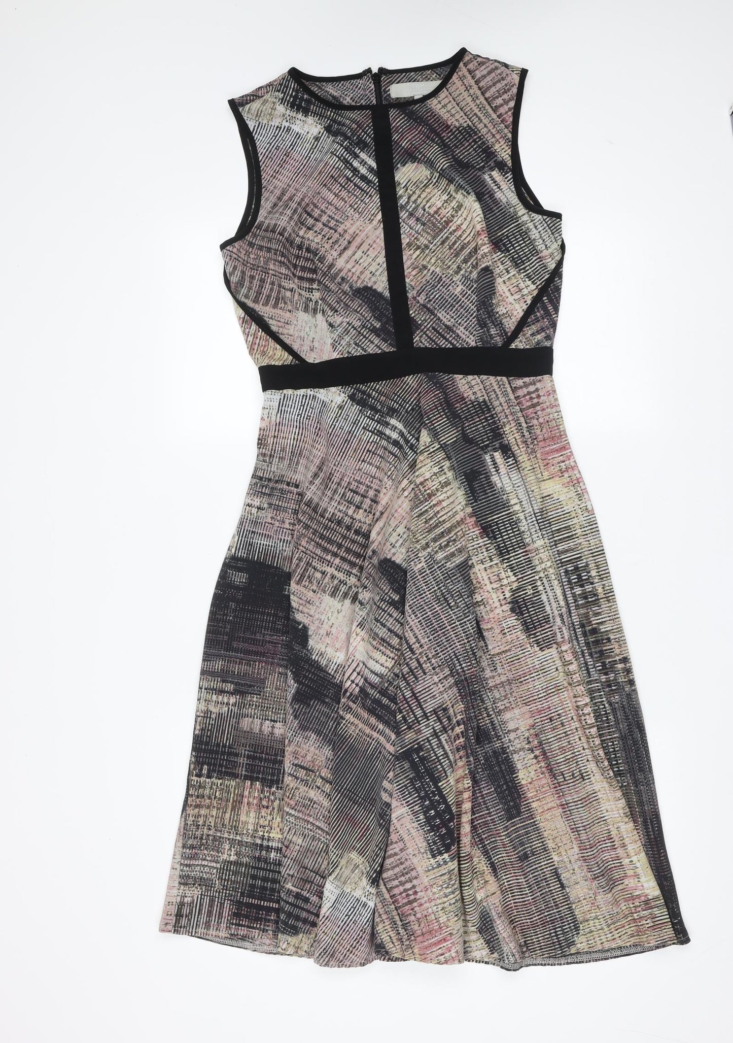 Fenn Wright Manson Womens Multicoloured Geometric Polyester Fit & Flare  Size 8  Round Neck