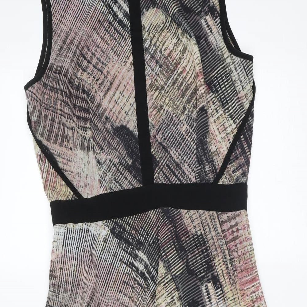 Fenn Wright Manson Womens Multicoloured Geometric Polyester Fit & Flare  Size 8  Round Neck