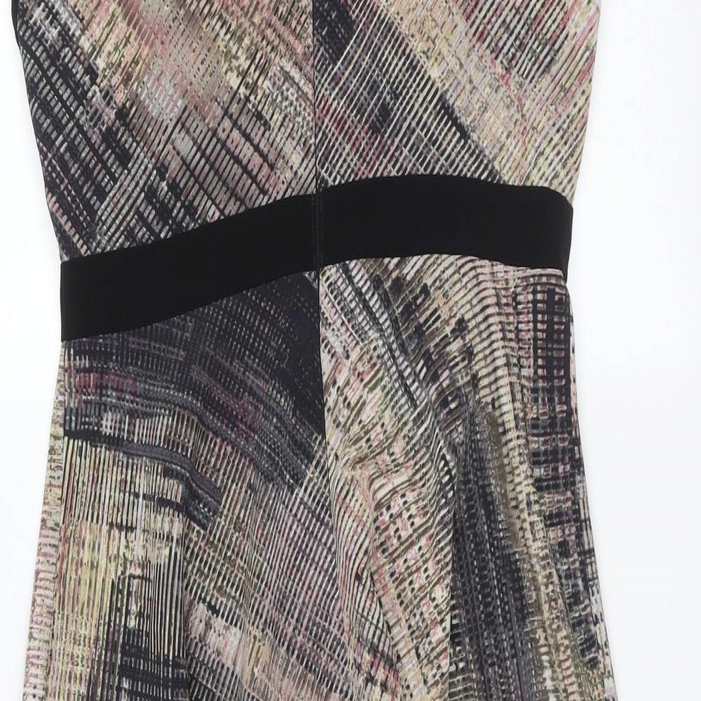 Fenn Wright Manson Womens Multicoloured Geometric Polyester Fit & Flare  Size 8  Round Neck