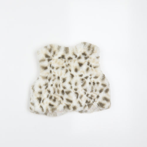 Preworn Girls Beige Animal Print  Gilet Jacket Size 3 Years