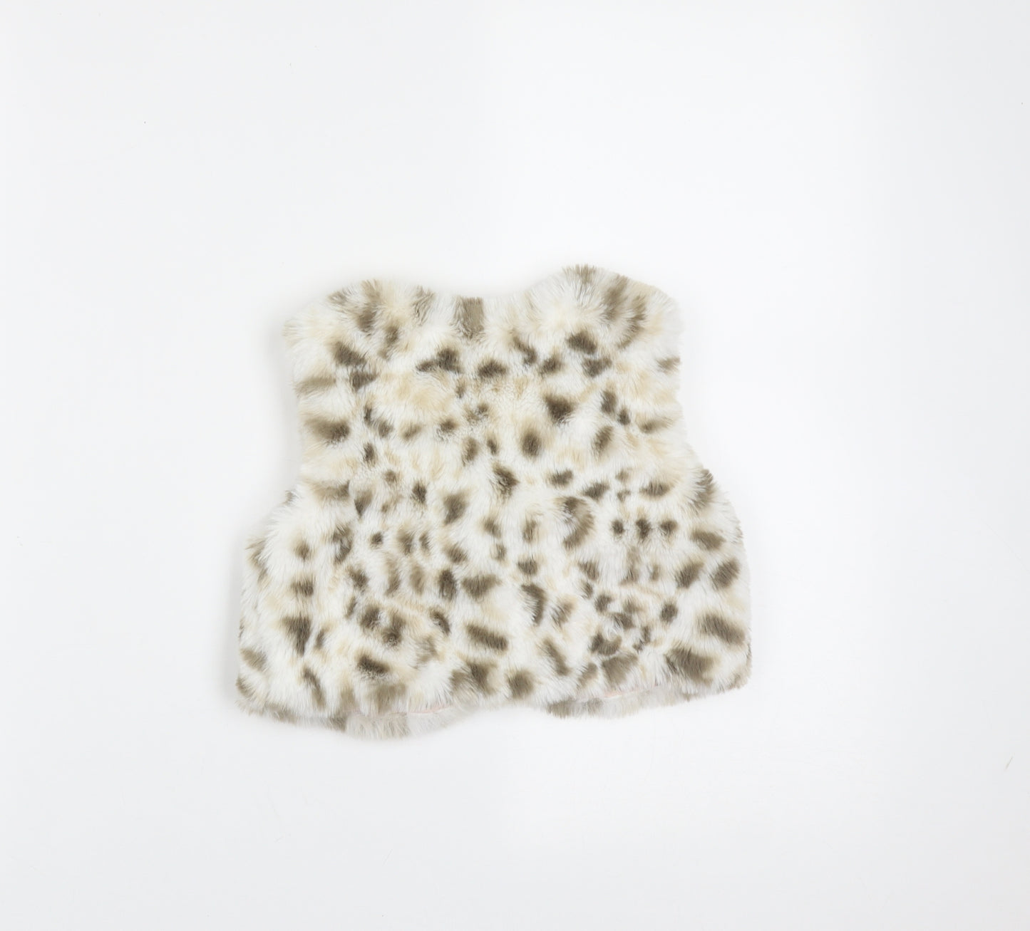 Preworn Girls Beige Animal Print  Gilet Jacket Size 3 Years