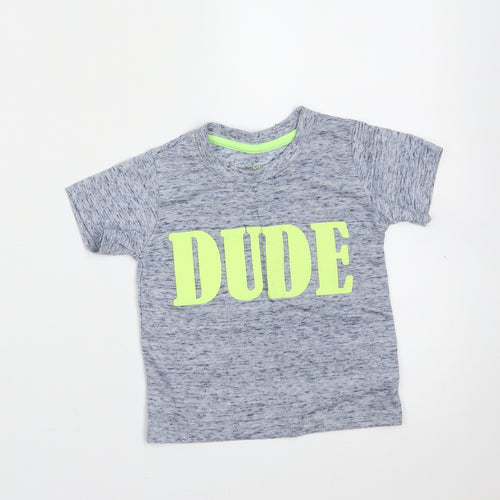 Mini Rebel Boys Blue  Polyester Basic T-Shirt Size 12-18 Months Round Neck  - dude