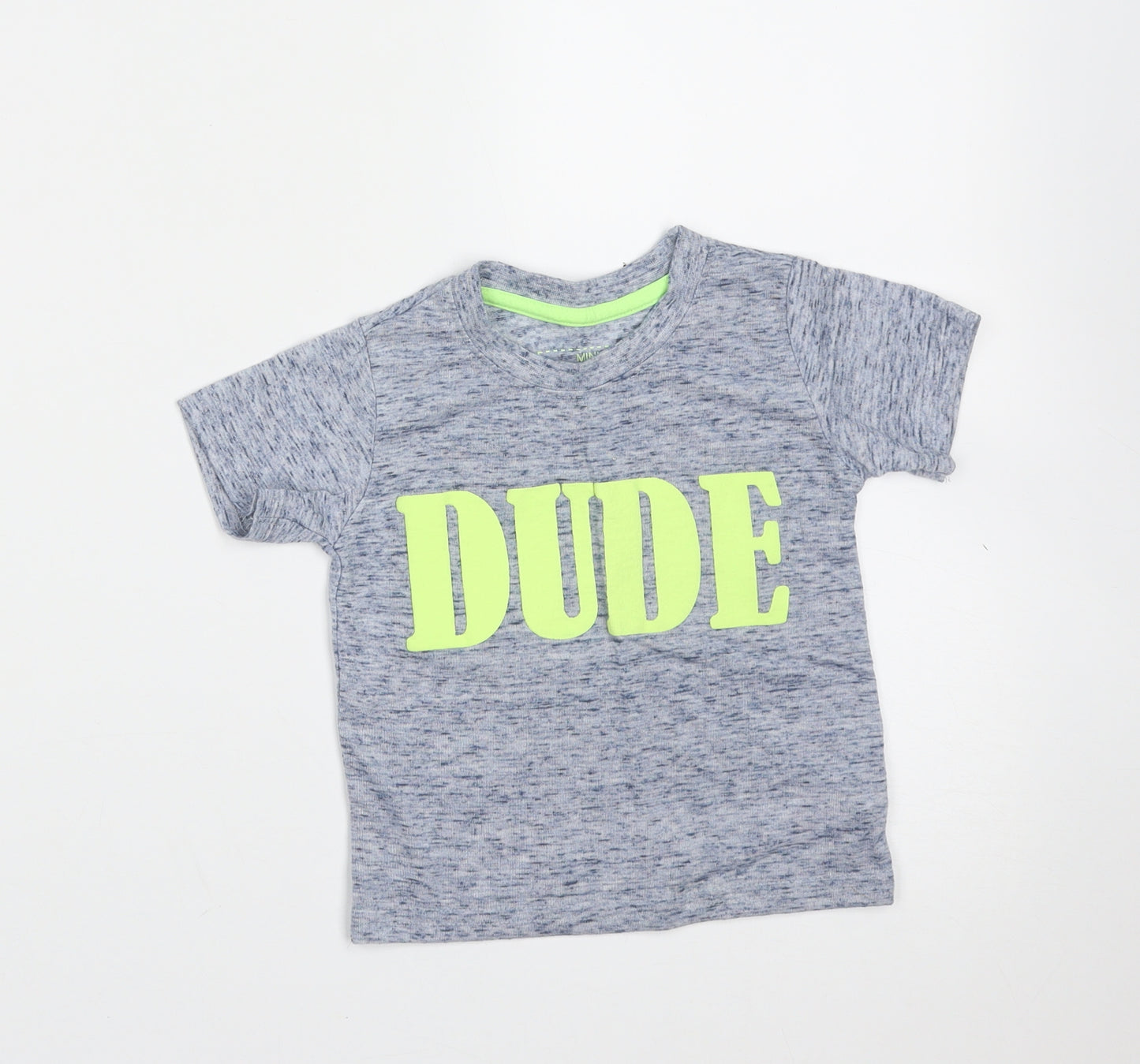 Mini Rebel Boys Blue  Polyester Basic T-Shirt Size 12-18 Months Round Neck  - dude