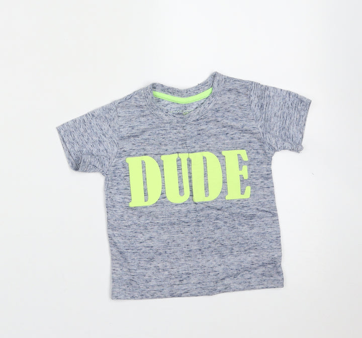 Mini Rebel Boys Blue  Polyester Basic T-Shirt Size 12-18 Months Round Neck  - dude