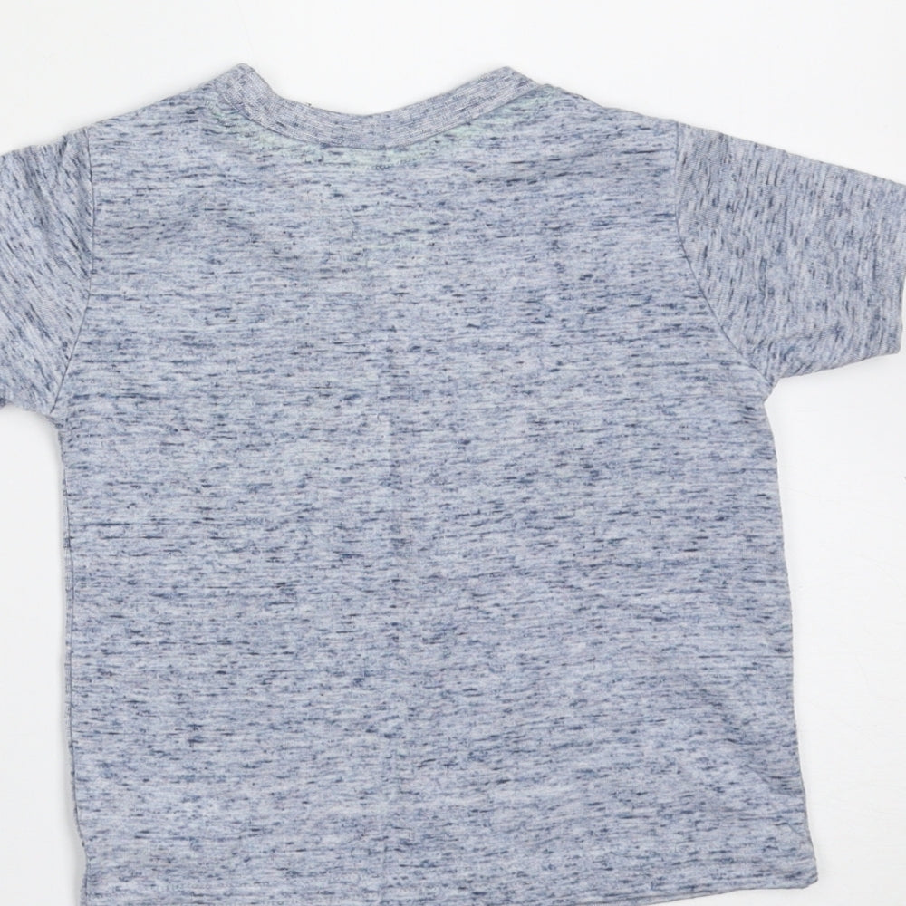 Mini Rebel Boys Blue  Polyester Basic T-Shirt Size 12-18 Months Round Neck  - dude