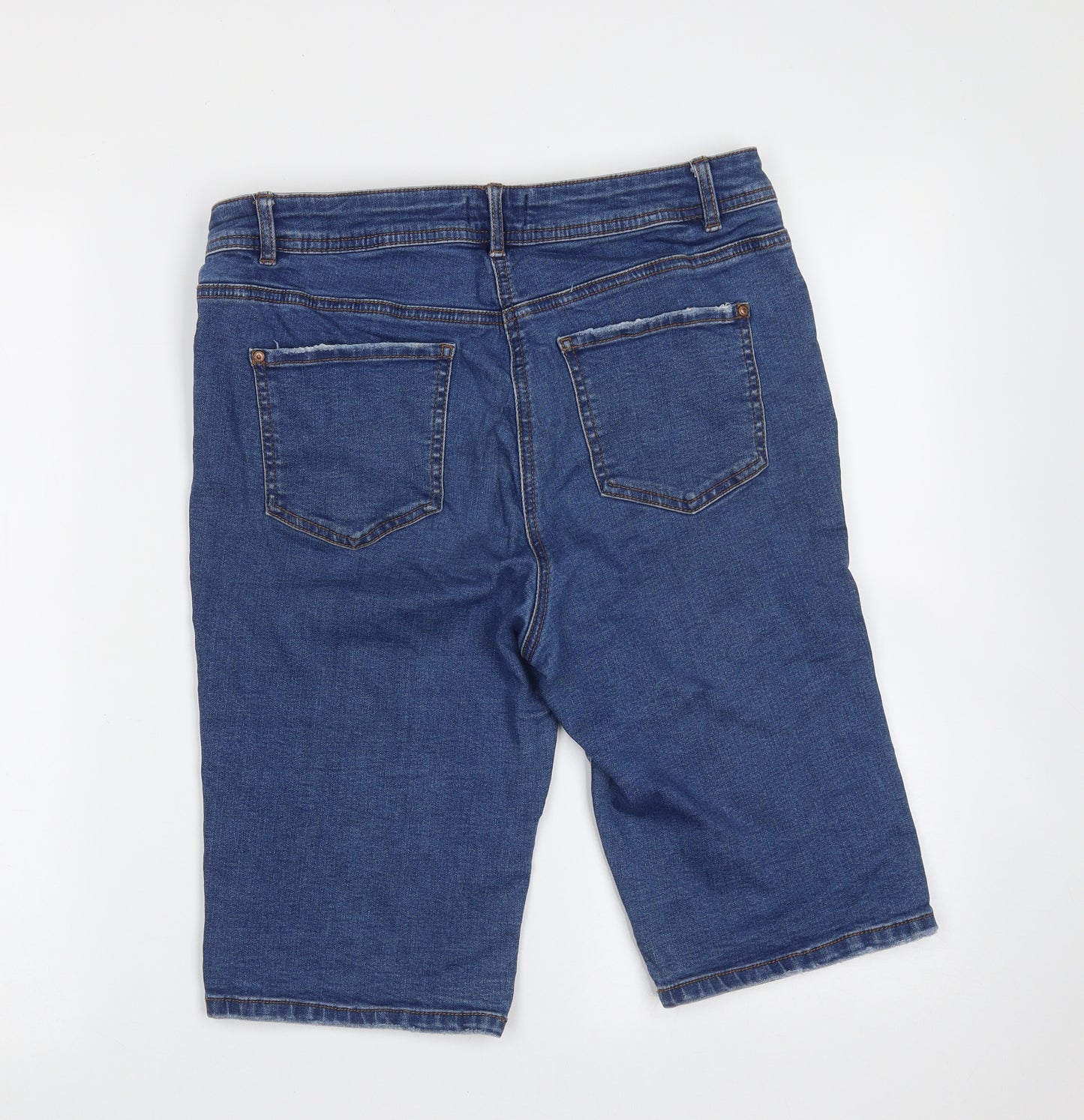 Matalan Womens Blue  Cotton Bermuda Shorts Size 14 L12 in Regular Zip