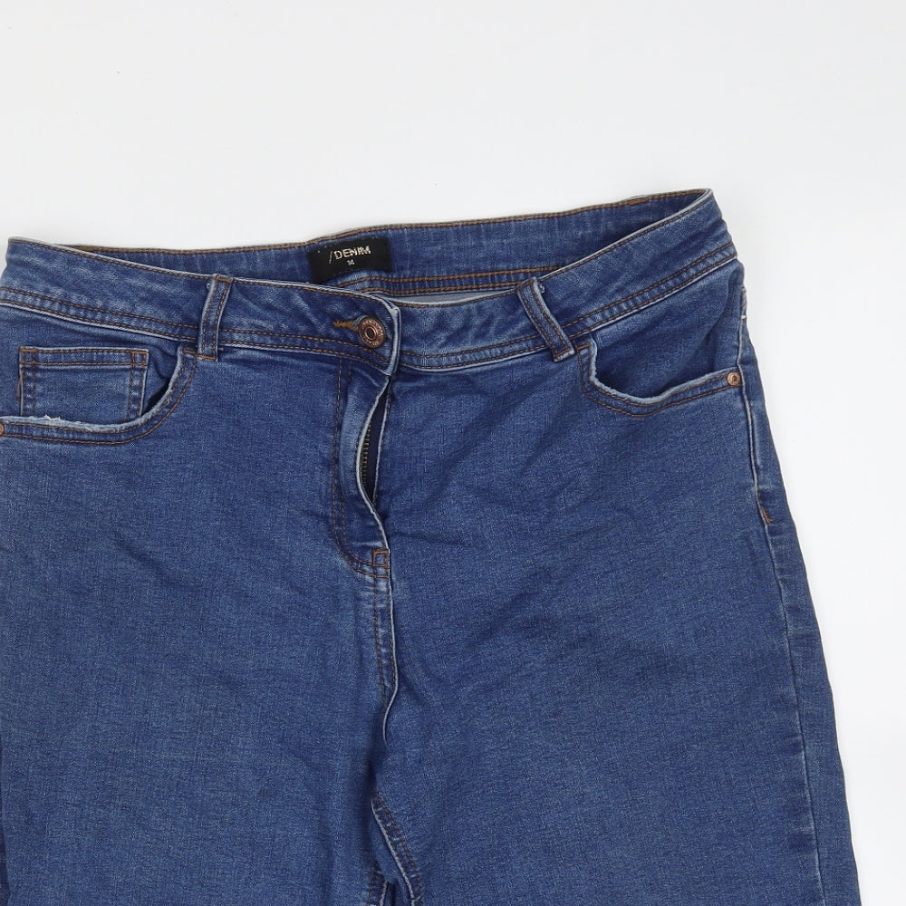 Matalan Womens Blue  Cotton Bermuda Shorts Size 14 L12 in Regular Zip