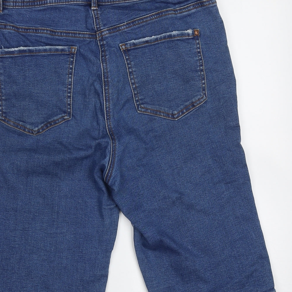 Matalan Womens Blue  Cotton Bermuda Shorts Size 14 L12 in Regular Zip