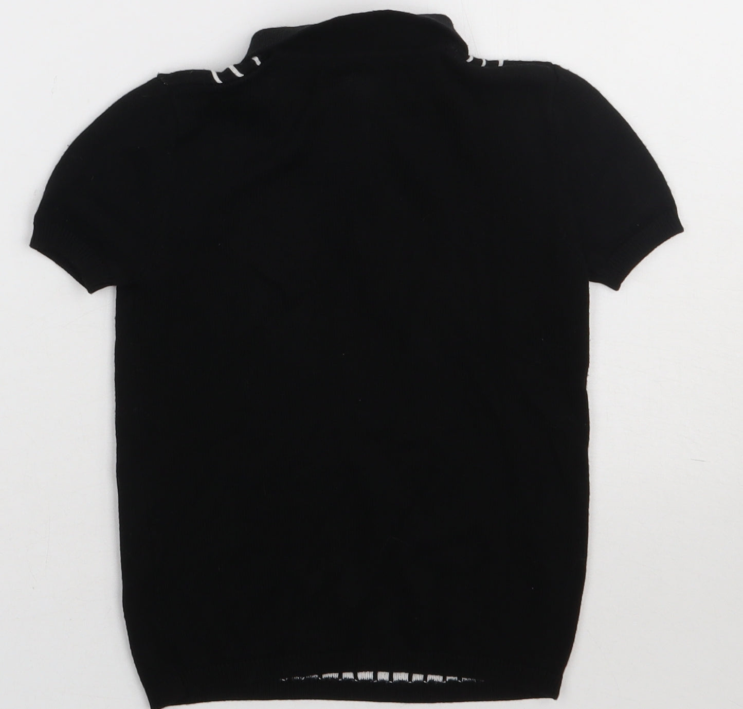 River Island Boys Black Striped Viscose Basic Polo Size 3-4 Years Collared Zip