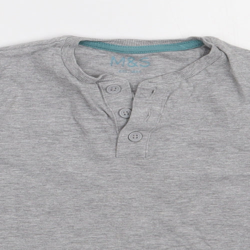 Marks and Spencer Boys Grey  Cotton Basic Casual Size 5-6 Years Crew Neck Button