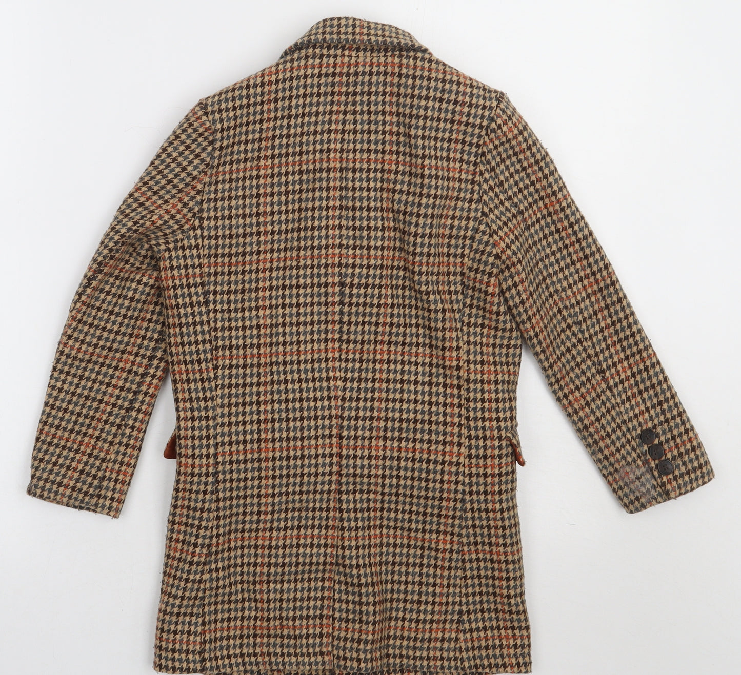 River Island Girls Brown Check  Overcoat Coat Size 5-6 Years  Button