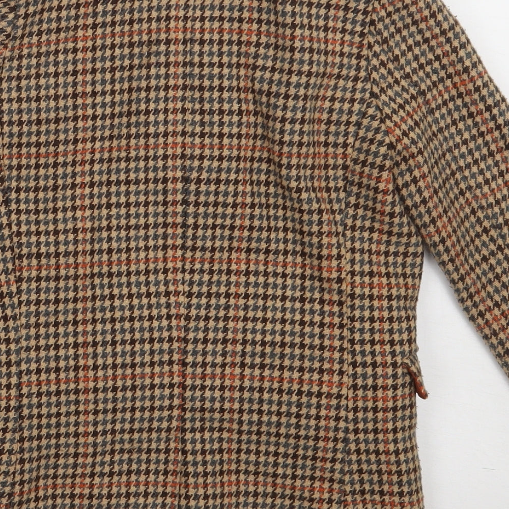 River Island Girls Brown Check  Overcoat Coat Size 5-6 Years  Button