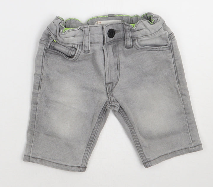 Matalan Boys Grey  Cotton Bermuda Shorts Size 4 Years  Regular Buckle