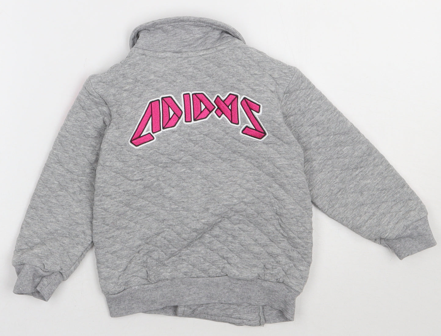 adidas Girls Grey Striped  Jacket  Size 18-24 Months   Zip