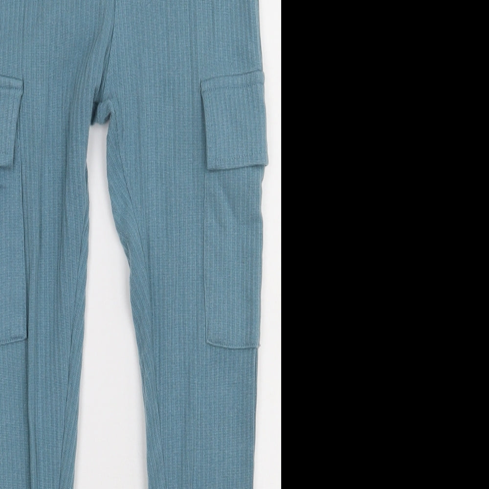PRETTYLITTLETHING Womens Blue  Polyester Cargo Trousers Size 10 L28 in Regular