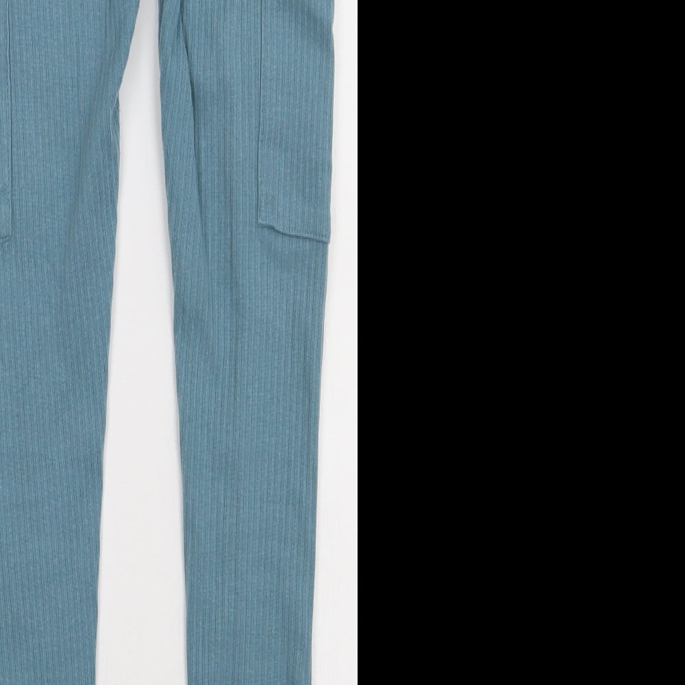 PRETTYLITTLETHING Womens Blue  Polyester Cargo Trousers Size 10 L28 in Regular