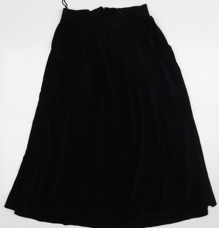 Preworn Womens Black Polyacrylate Fibre A-Line Skirt Size S Zip