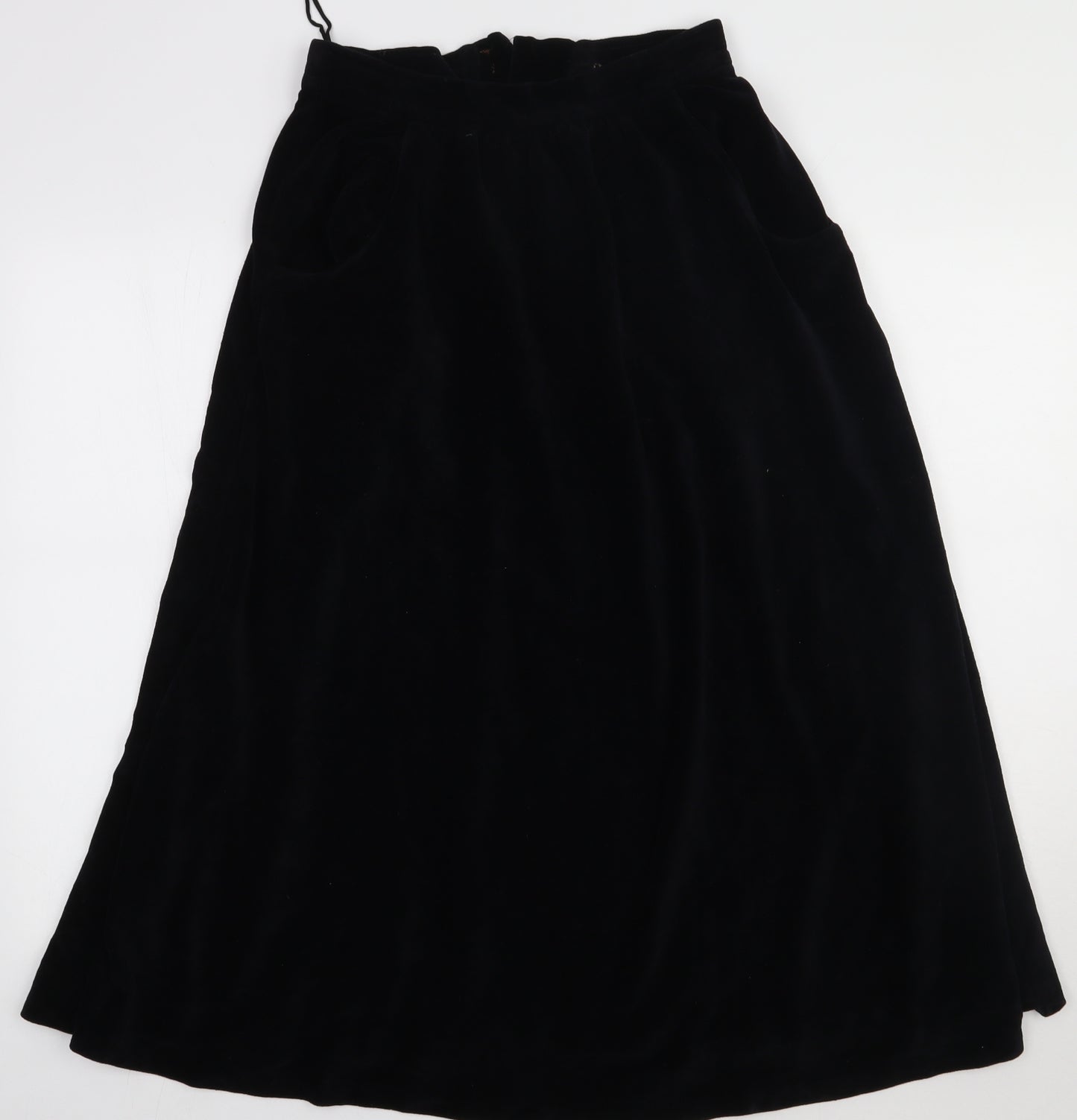 Preworn Womens Black  Polyacrylate Fibre A-Line Skirt Size S   Zip