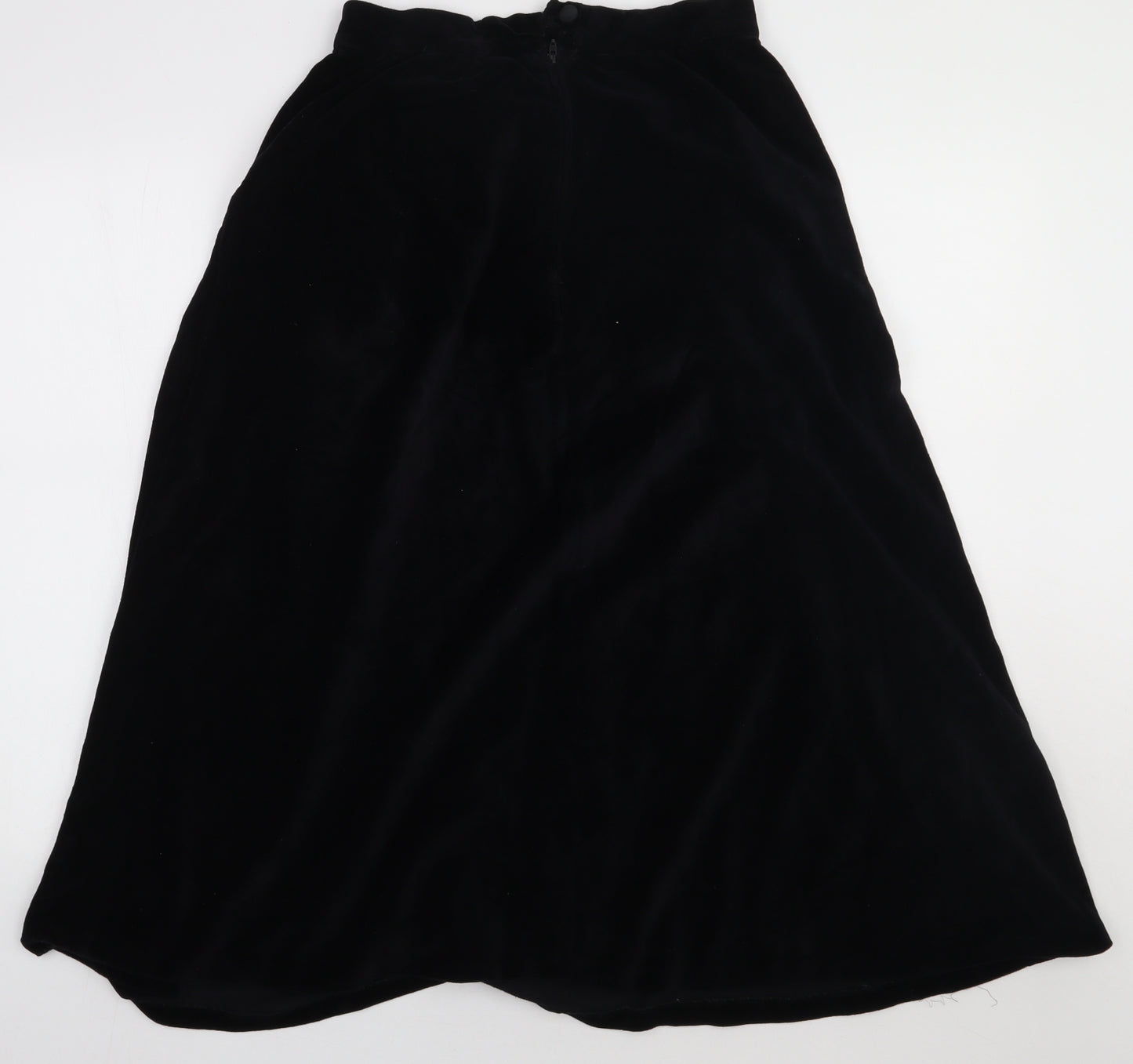 Preworn Womens Black  Polyacrylate Fibre A-Line Skirt Size S   Zip