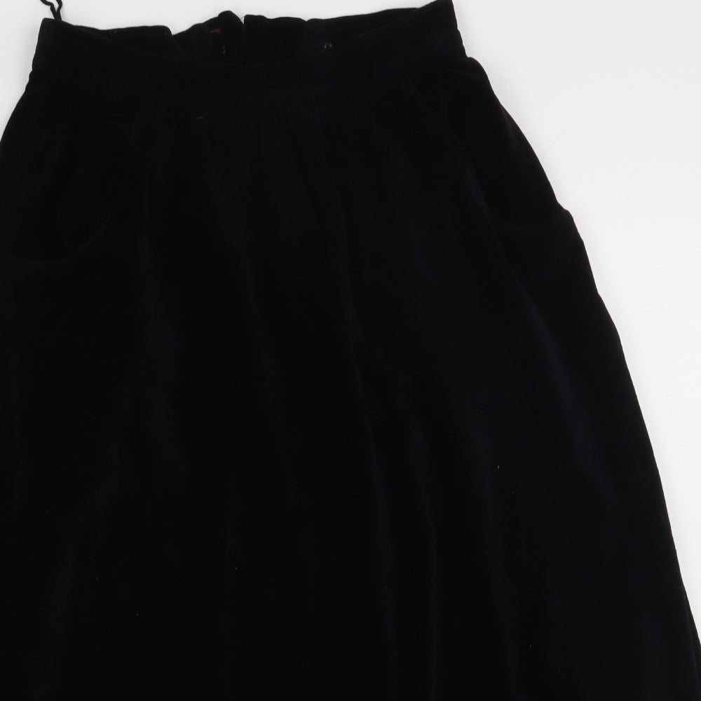 Preworn Womens Black  Polyacrylate Fibre A-Line Skirt Size S   Zip