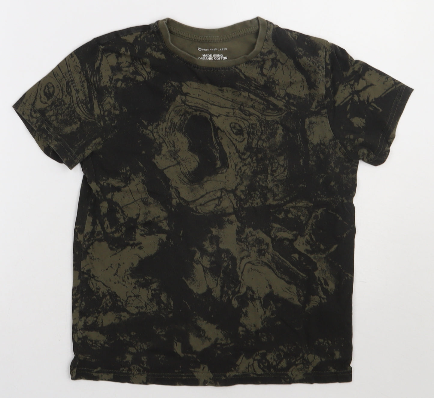 pruimark Boys Green Camouflage Cotton Basic T-Shirt Size 9-10 Years Crew Neck Pullover