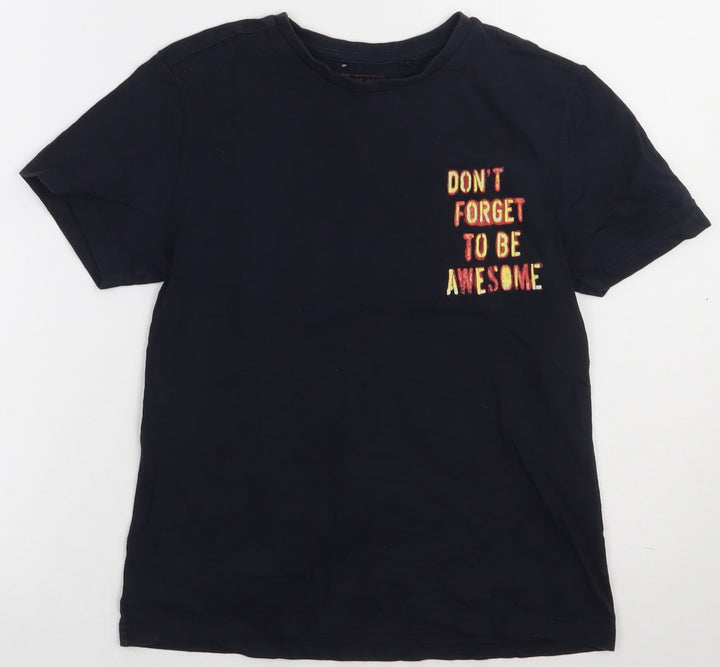 NEXT Boys Blue Cotton Basic T-Shirt Size 10 Years Crew Neck Pullover - dont forget to be awesome