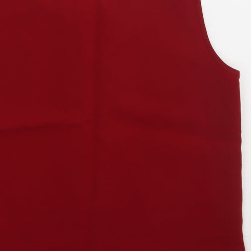 Preworn Womens Red  Polyester Basic Tank Size 12 Scoop Neck