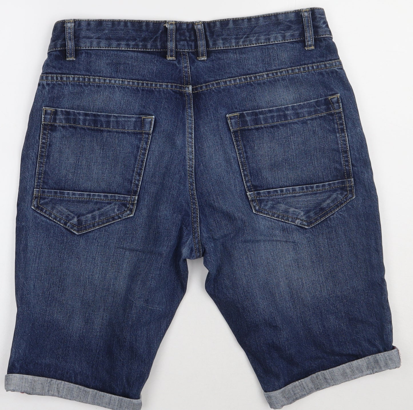 NEXT Mens Blue  Cotton Bermuda Shorts Size 32 L12 in Regular Button