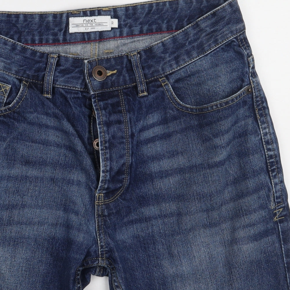 NEXT Mens Blue  Cotton Bermuda Shorts Size 32 L12 in Regular Button