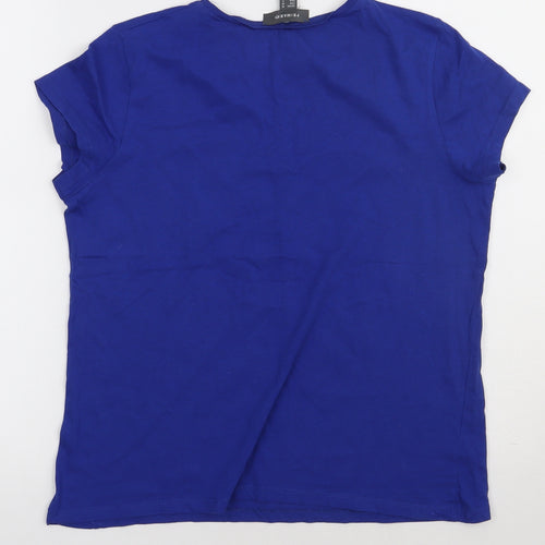 Primark Womens Blue  Cotton Basic T-Shirt Size 10 Crew Neck - you ok hun?