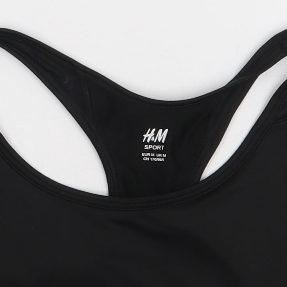 H&M Womens Black  Polyester Cropped Tank Size M Scoop Neck Pullover