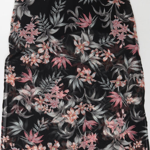 h7m Womens Pink Floral Polyester A-Line Skirt Size 4
