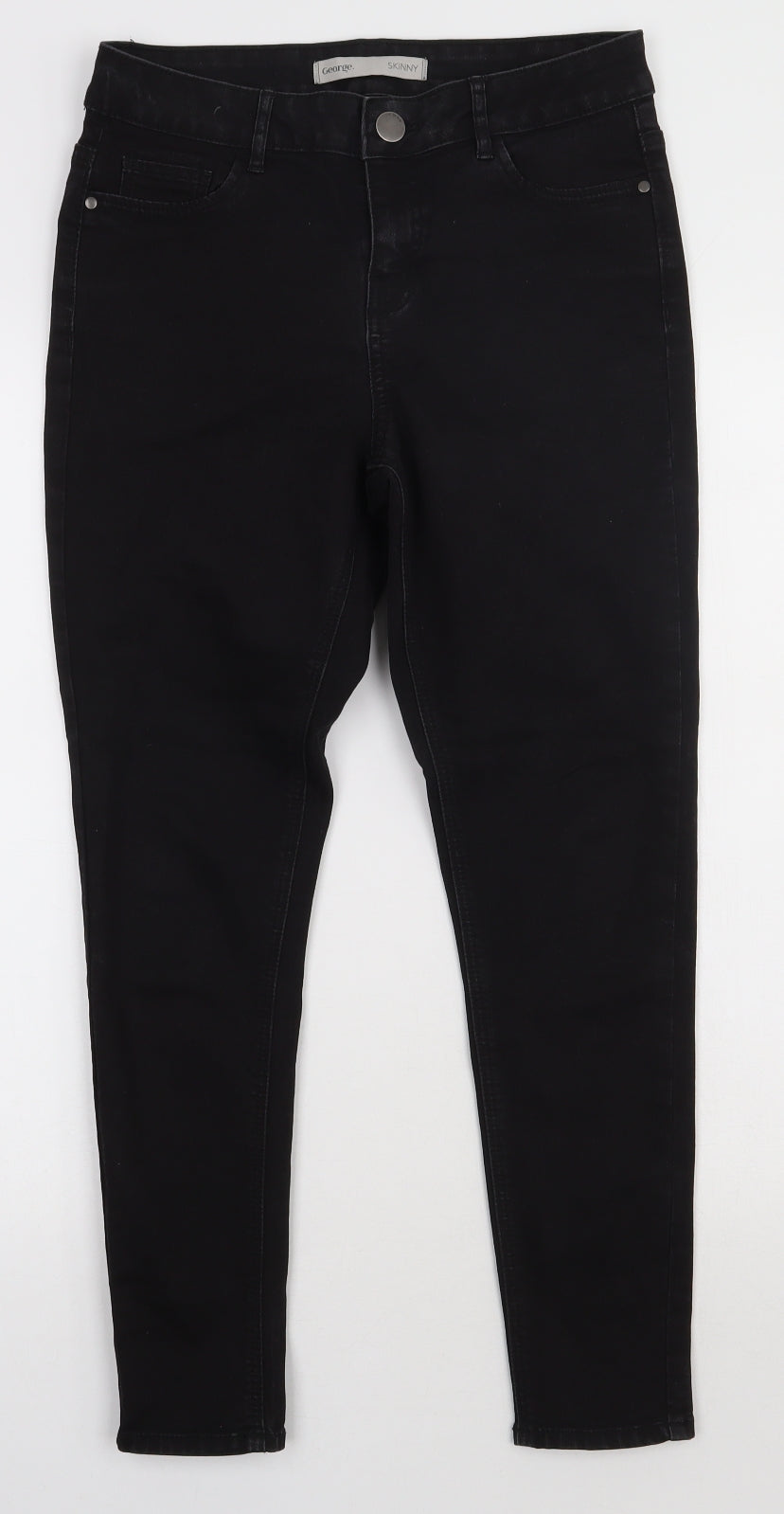George Womens Black  Cotton Skinny Jeans Size 10 L28 in Regular Button
