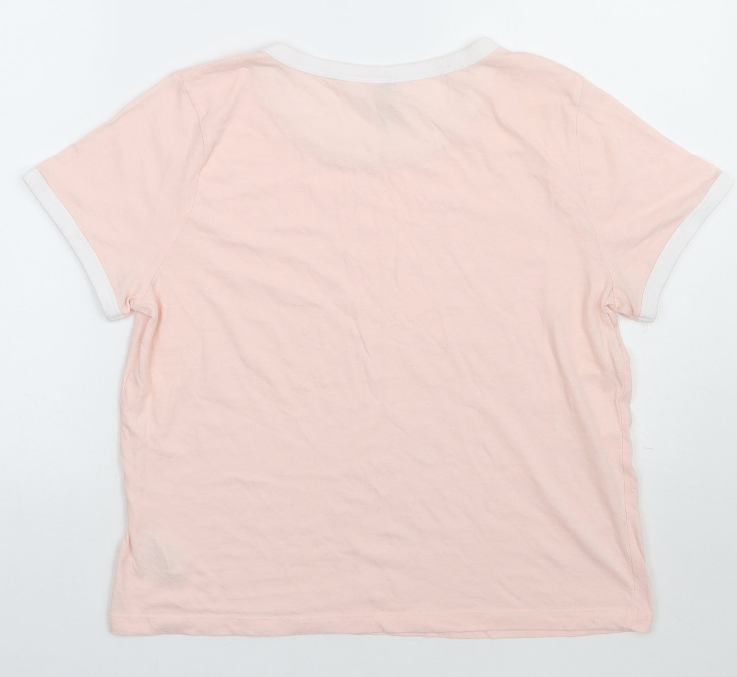 H&M Womens Pink  Cotton Basic T-Shirt Size L Crew Neck
