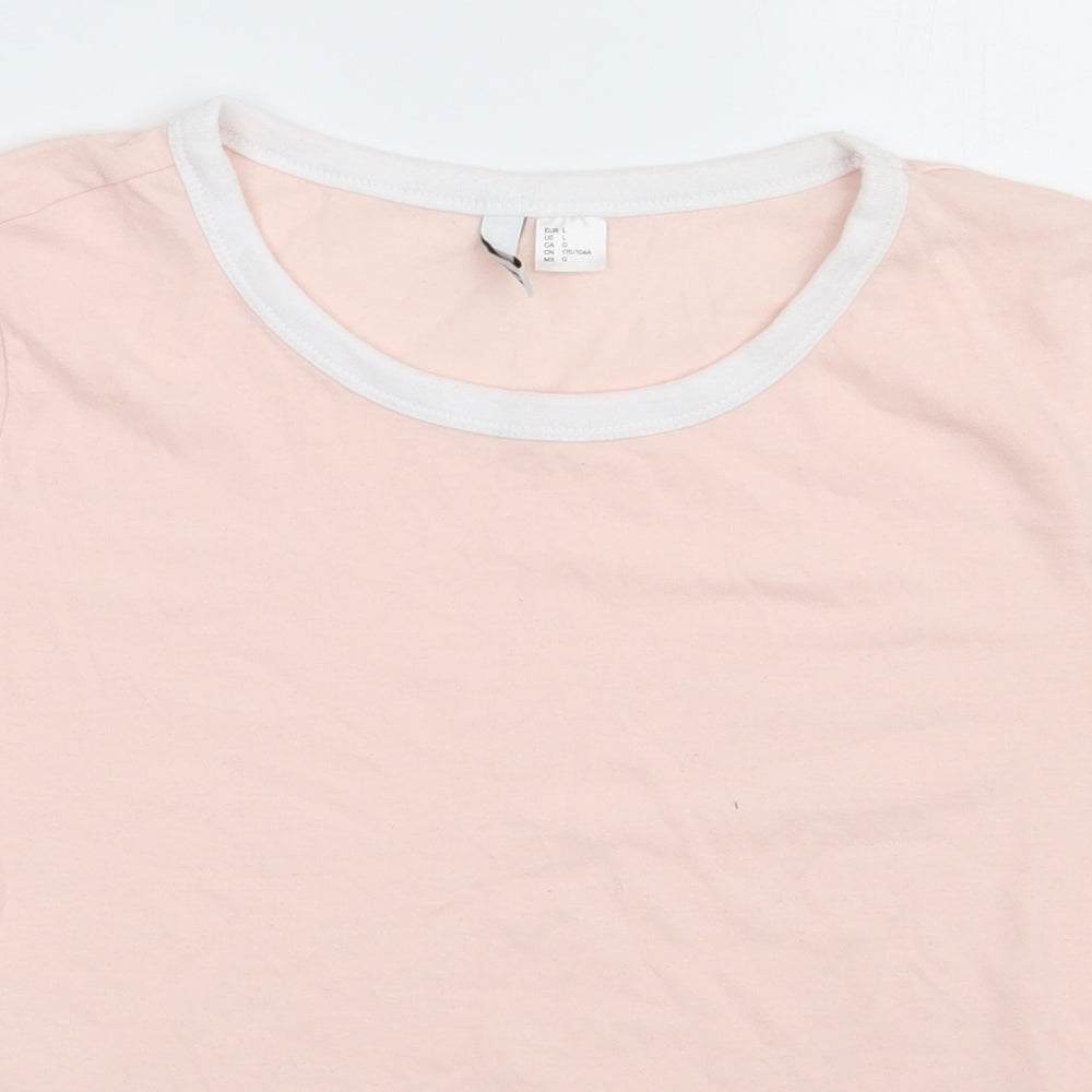 H&M Womens Pink  Cotton Basic T-Shirt Size L Crew Neck
