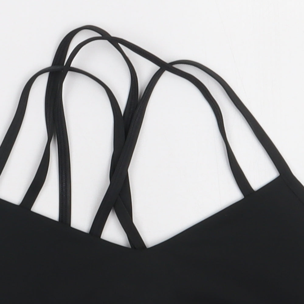 Reebok Womens Black  Polyester Cropped Tank Size S V-Neck Pullover