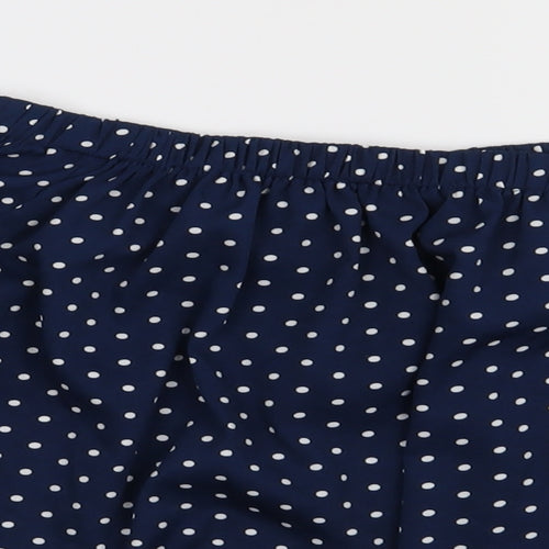 QED London Womens Blue Polka Dot Polyester Cropped Blouse Size 10 Off the Shoulder