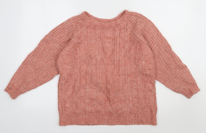 Preworn Womens Pink Argyle/Diamond Acrylic Pullover Sweatshirt Size M Pullover