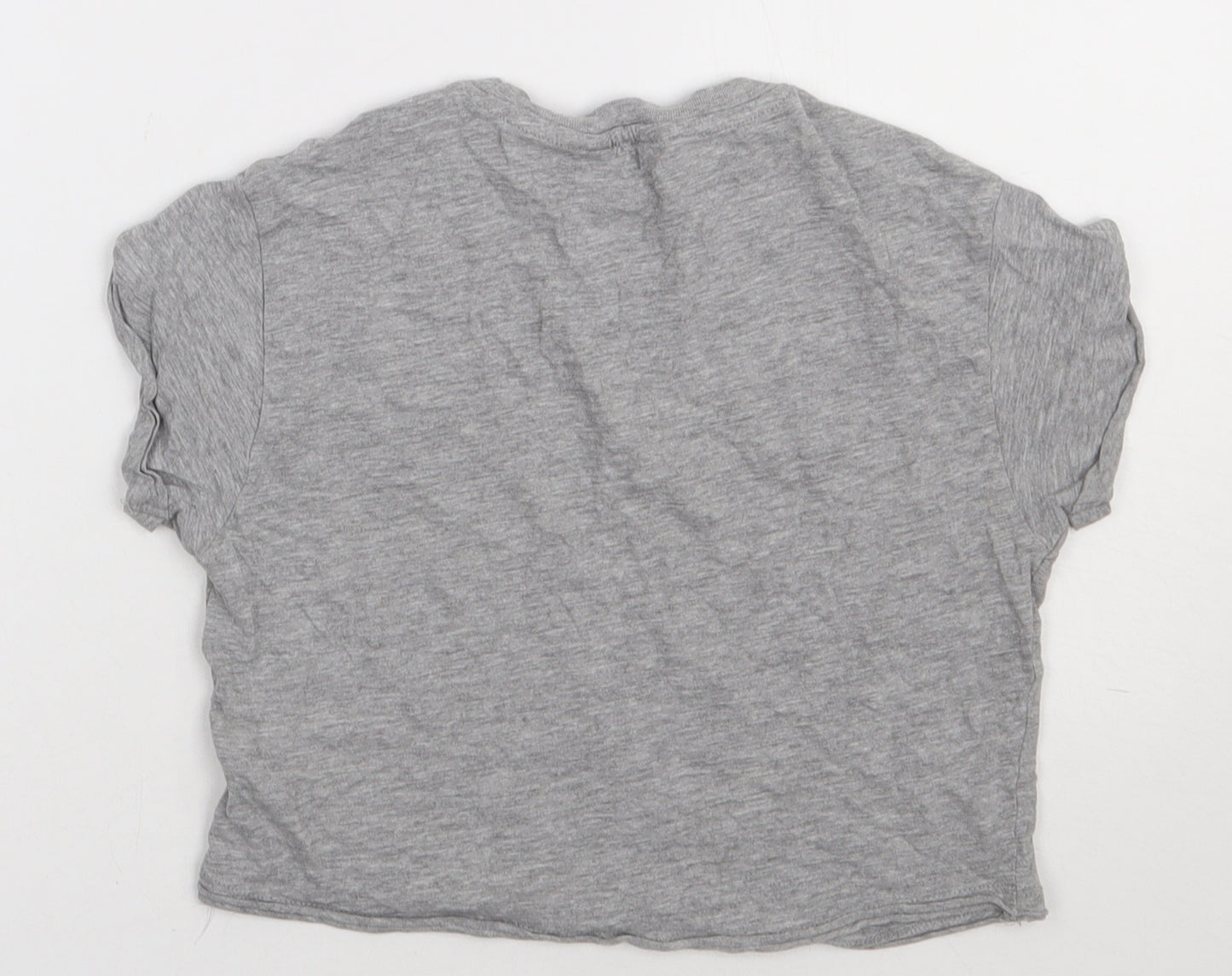 New Look Girls Grey  Cotton Cropped T-Shirt Size 10 Years Crew Neck Pullover - just keep beeing
