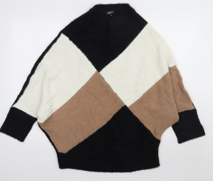 Peacocks Womens Brown Argyle/Diamond Nylon Pullover Sweatshirt Size M Pullover
