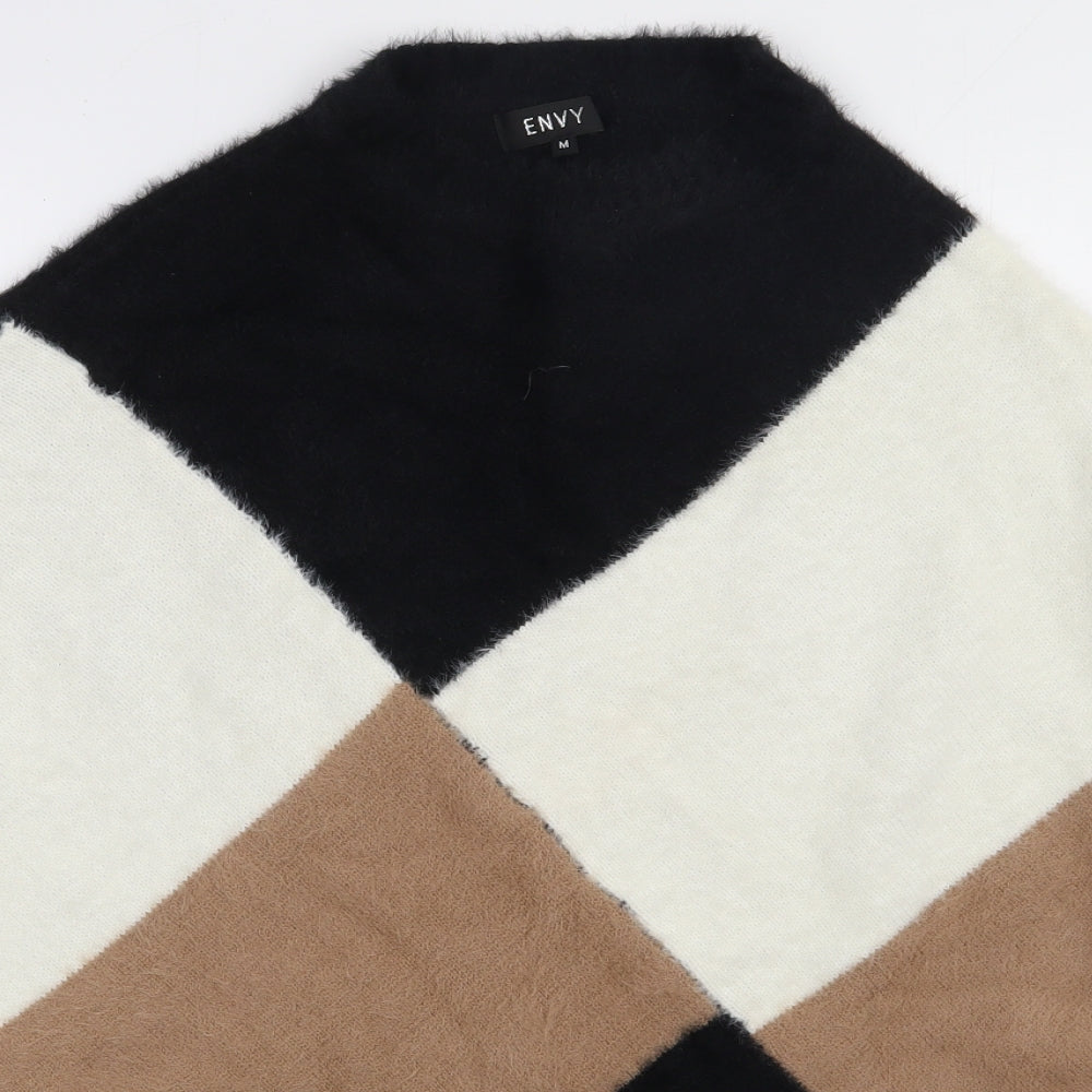Peacocks Womens Brown Argyle/Diamond Nylon Pullover Sweatshirt Size M  Pullover