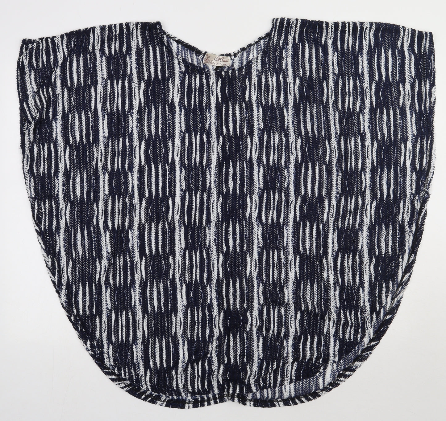 Preworn Womens Blue Crew Neck Geometric Polyester Cape Jumper Size M
