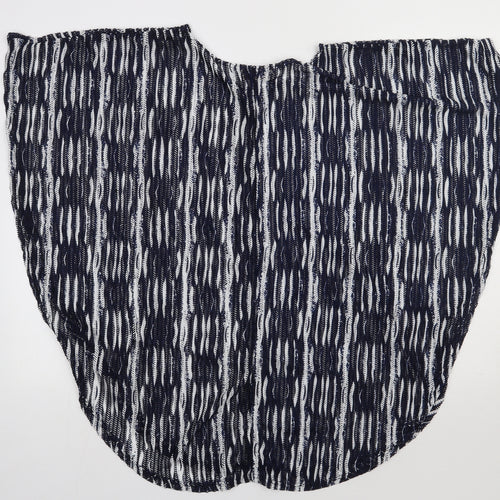Preworn Womens Blue Crew Neck Geometric Polyester Cape Jumper Size M