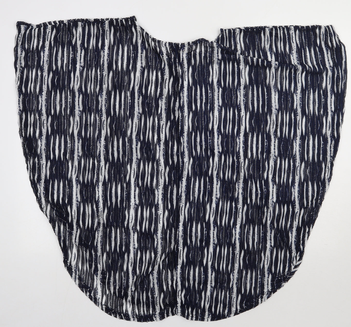 Preworn Womens Blue Crew Neck Geometric Polyester Cape Jumper Size M