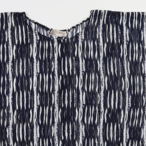 Preworn Womens Blue Crew Neck Geometric Polyester Cape Jumper Size M