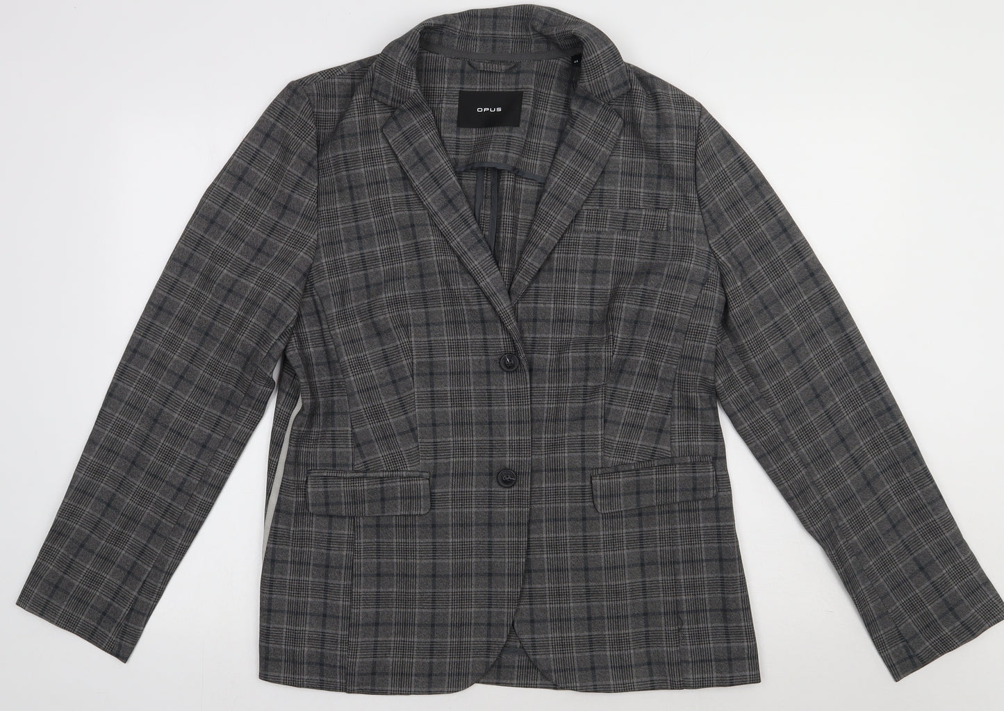 OPUS Womens Grey Check  Jacket Blazer Size 16  Button