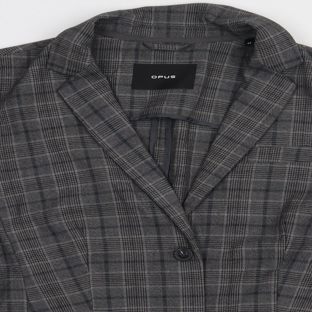 OPUS Womens Grey Check  Jacket Blazer Size 16  Button
