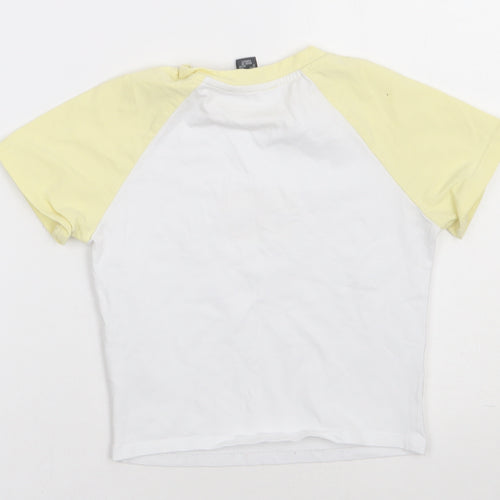 Primark Womens Yellow  Cotton Cropped T-Shirt Size 4 Crew Neck - Atlanta 1994