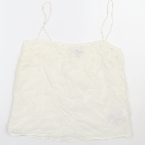 New Look Womens White  Viscose Basic Tank Size 10 Square Neck
